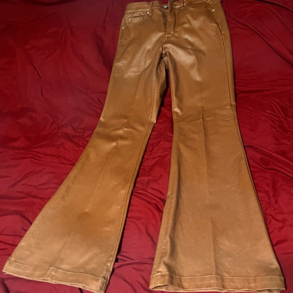 Sofia by Sofia Vergara Brown leather feel Flare Pants